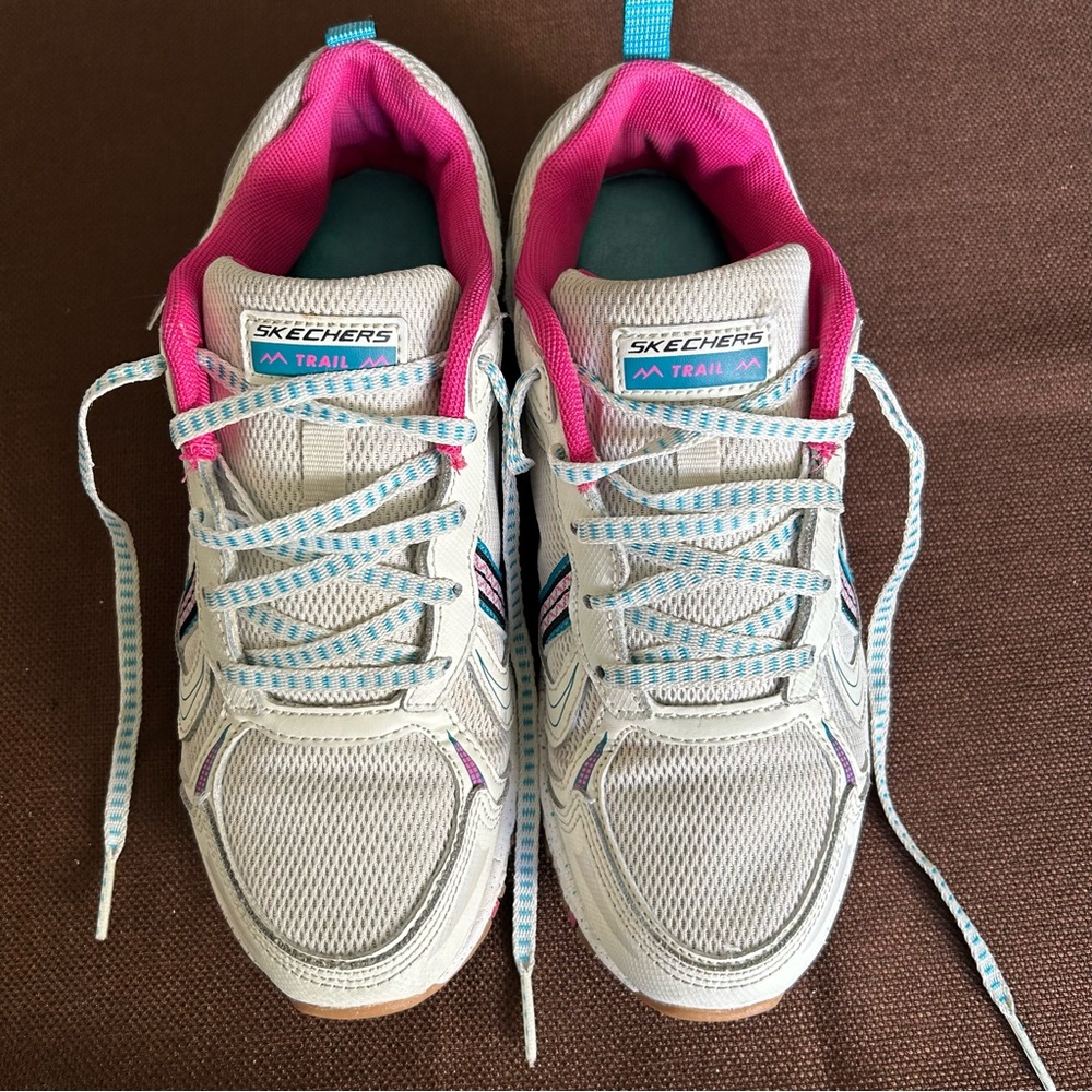 Skechers Women's White, Pink & Teal Trail Sneakers